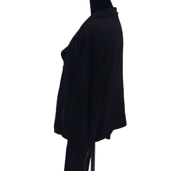 Eileen‎ Fisher Womens Asymmetrical Zip Jersey Knit Biker Moto Jacket Black Large - Picture 3 of 9